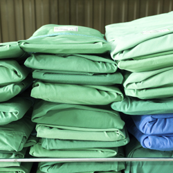 Sterile sheets folded and piled together