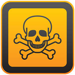 Hazard sign depicting skull and crossbones