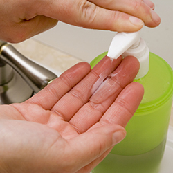 Using liquid soap for hand-washing