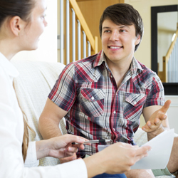 Young man and woman in discussion