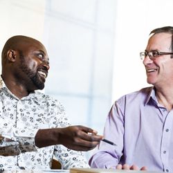 Two men in discussion